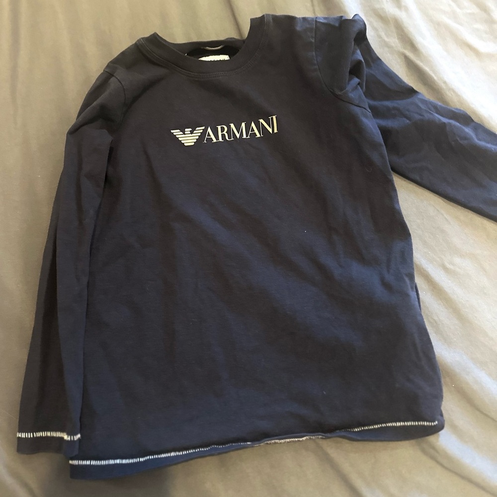 Armani Junior Black Long Sleeve Tee